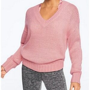 Victoria's Secret PINK Sweater‎ Medium Pink Boyfriend Oversized Crew Knit Cozy